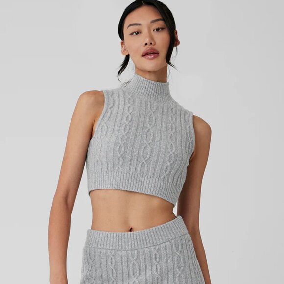 NWT ALO Cable Knit Winter Bliss Mock Neck Tank - Picture 1 of 3
